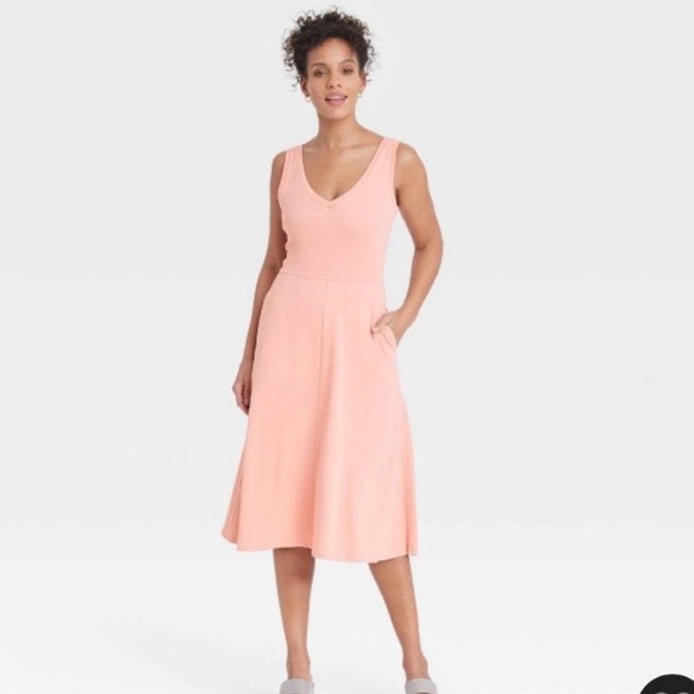 A New Day - Sleeveless Rib Knit Dress Light Pink